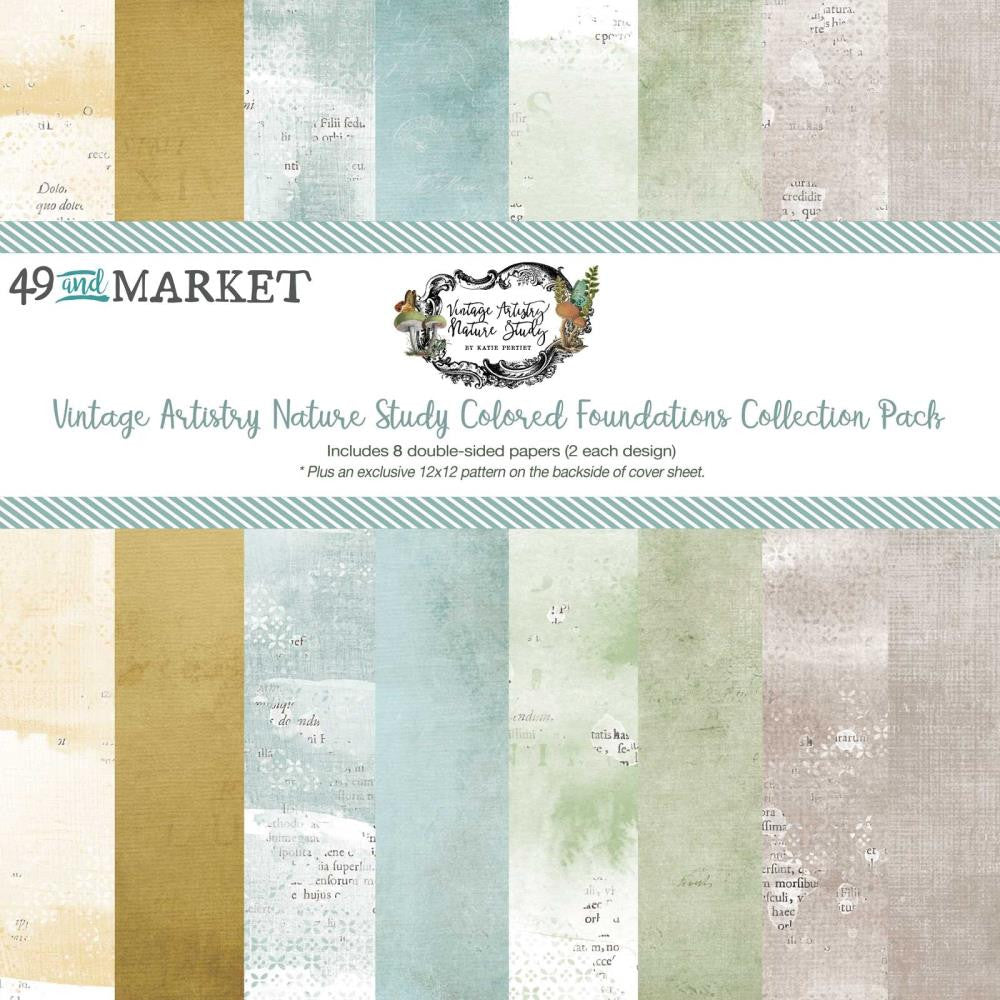 49 and Market Vintage Artistry Nature Study 12x12 Colored Foundations Pack